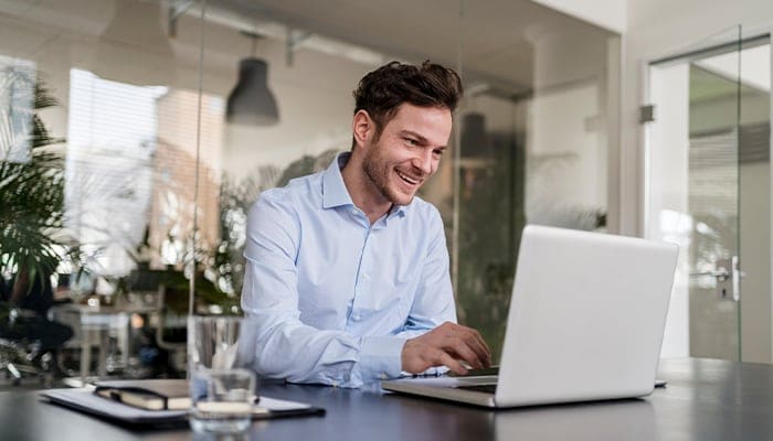 man working on laptop